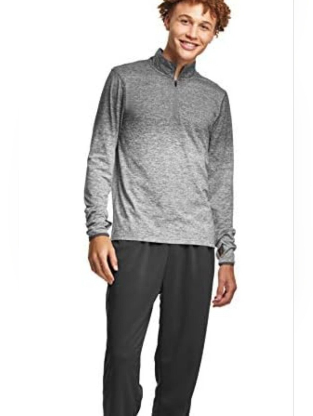 C9 Champion Grey Ombre Elevated Train 1/4 Zip Layer Long-slv Shirt Sz Med